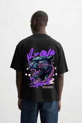 Black Mens Premium Cotton T-shirt With Black Panther Spirit