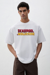 White Premium Cotton Mens T-shirt Deadpool vs Wolverine