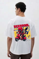 White Premium Cotton Mens T-shirt Deadpool vs Wolverine