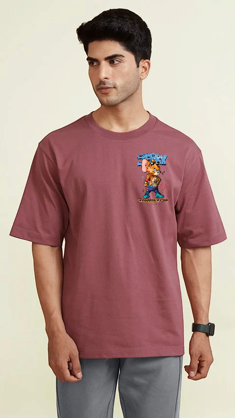 Maroon Premium Cotton Mens T-shirt Angry Jerry