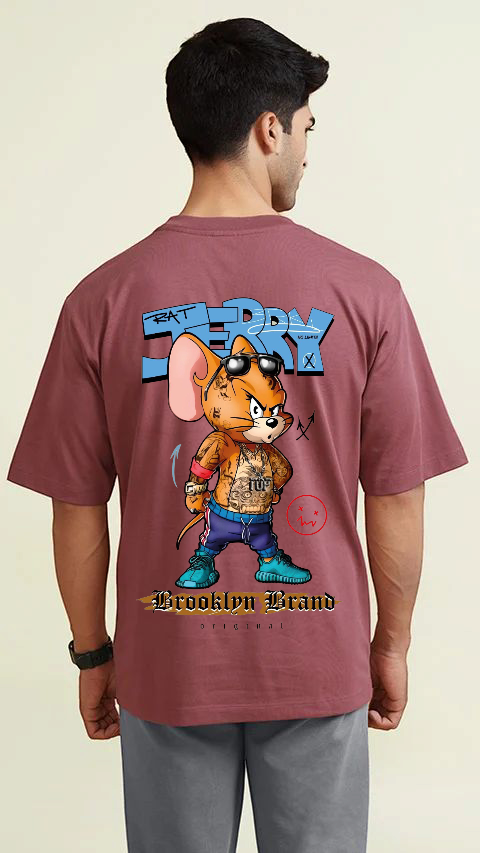 Maroon Premium Cotton Mens T-shirt Angry Jerry