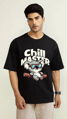 Black Premium Cotton Mens T-shirt Chill Master Panda