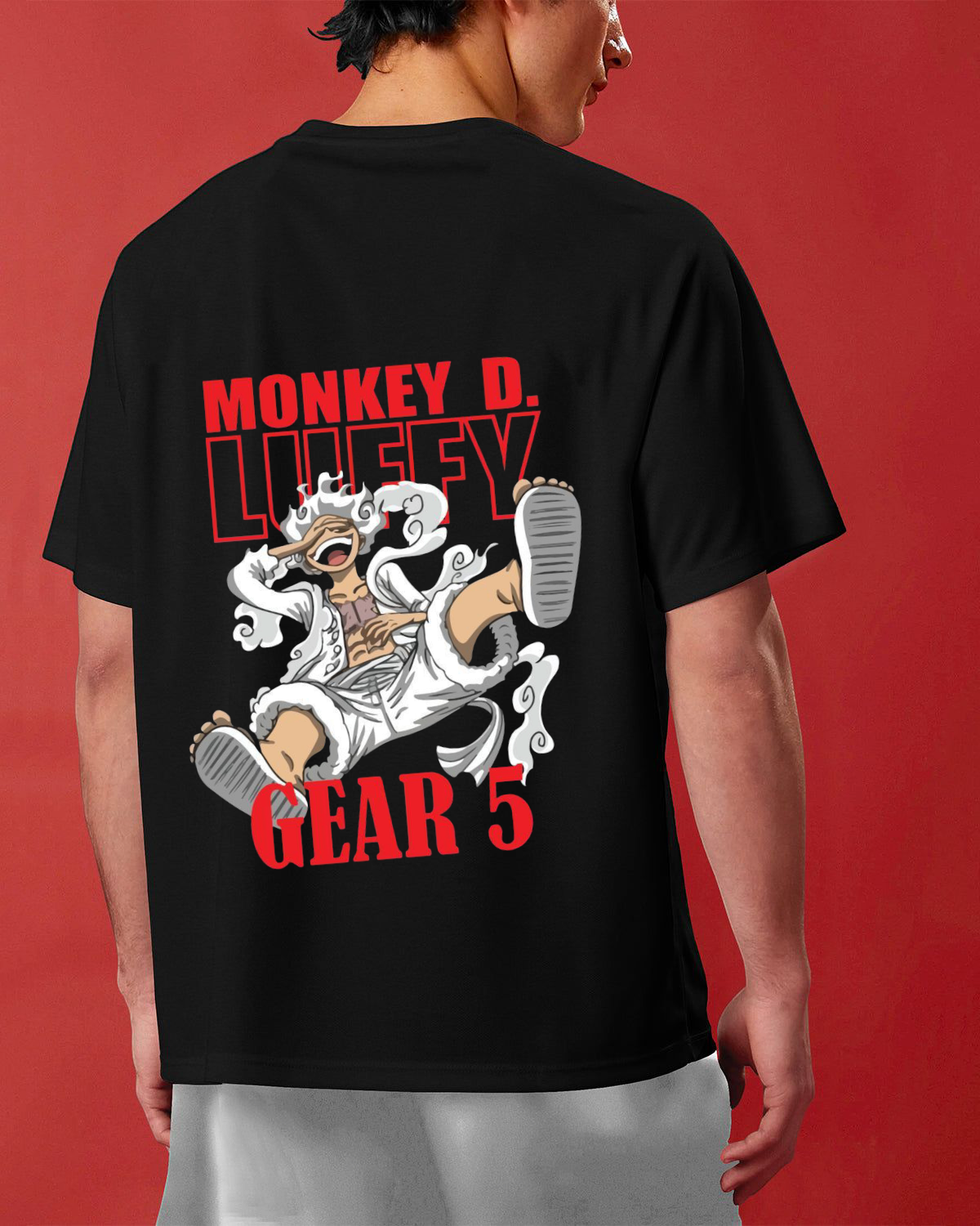Black Premium Cotton Mens T-shirt Monkey Luffy