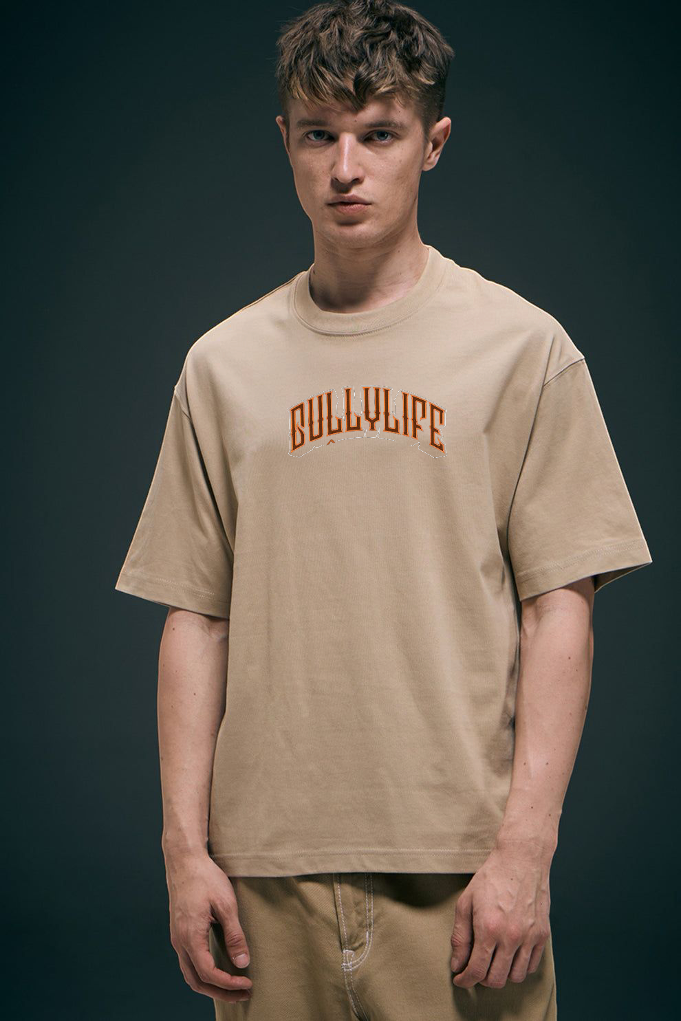 Cream Yellow Mens Premium Cotton T-shirt Bullylife of Bull dog