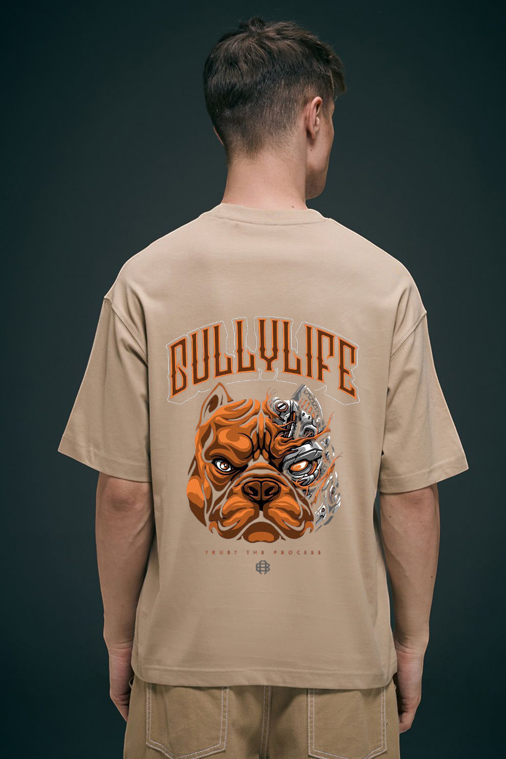 Cream Yellow Mens Premium Cotton T-shirt Bullylife of Bull dog