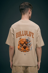 Cream Yellow Mens Premium Cotton T-shirt Bullylife of Bull dog