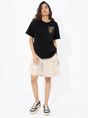 Black Female Cotton T-shirt Sun & Moon