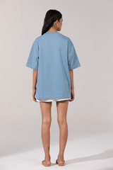 Blue Female Premium Cotton T-shirt Moods Of Panda