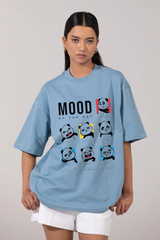 Blue Female Premium Cotton T-shirt Moods Of Panda