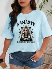 Sky Blue Premium Cotton Female T-shirt Namaste