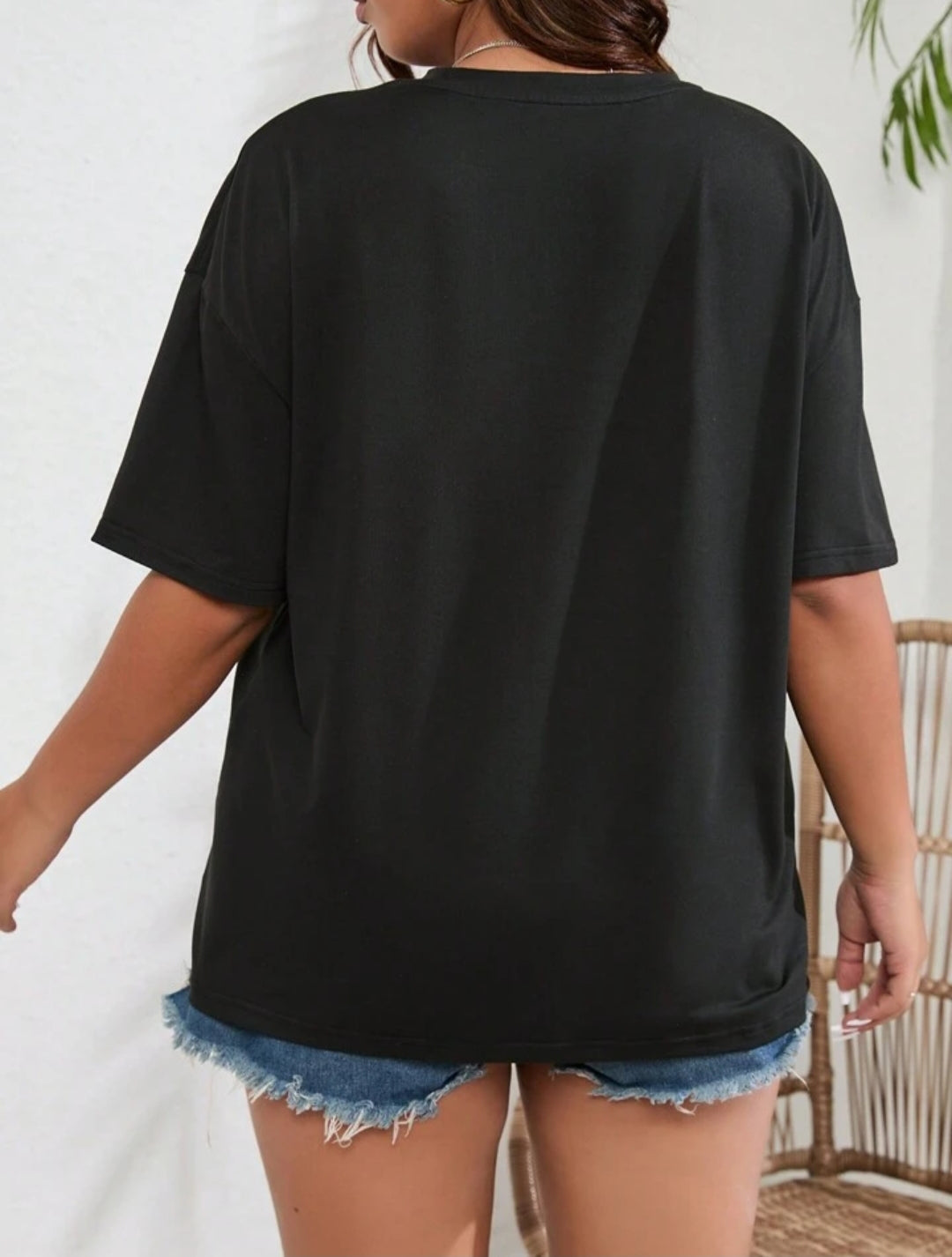 Black Cotton Female T-shirt Born Freedom