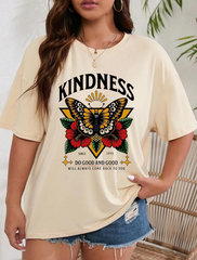Light Yellow Female Premium Cotton T-shirt Kindness Butterfly