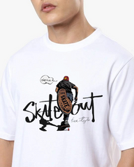 White Premium Cotton Mens T-shirt Urban Skating