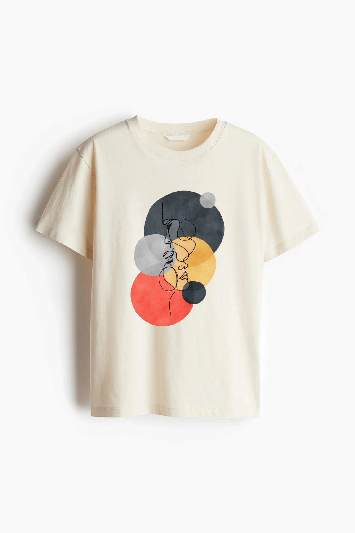 Off White Female Premium Cotton T-shirt Love Couple Abstract