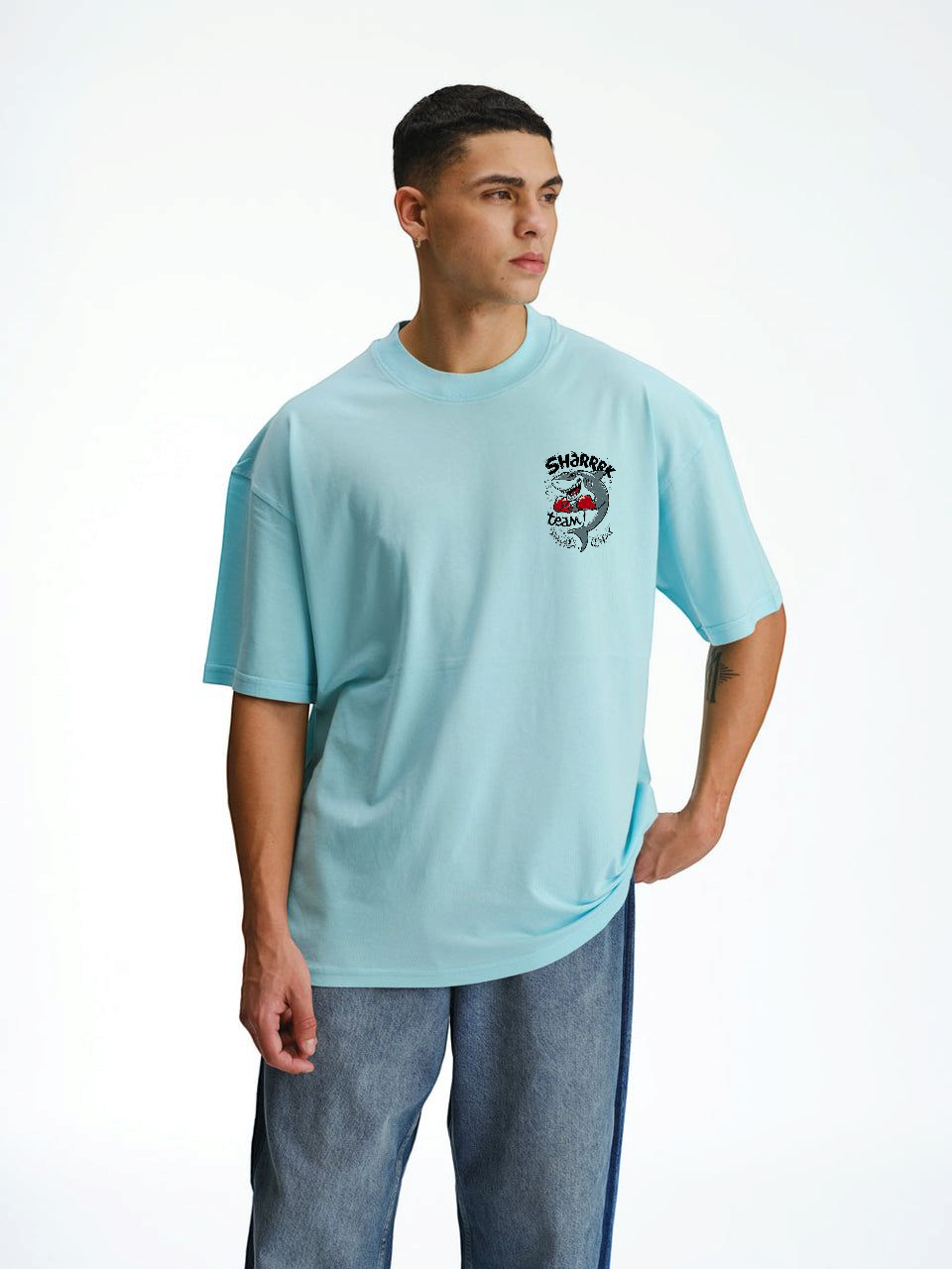 Ocean Blue Premium Cotton Mens T-shirt Boxer Shark