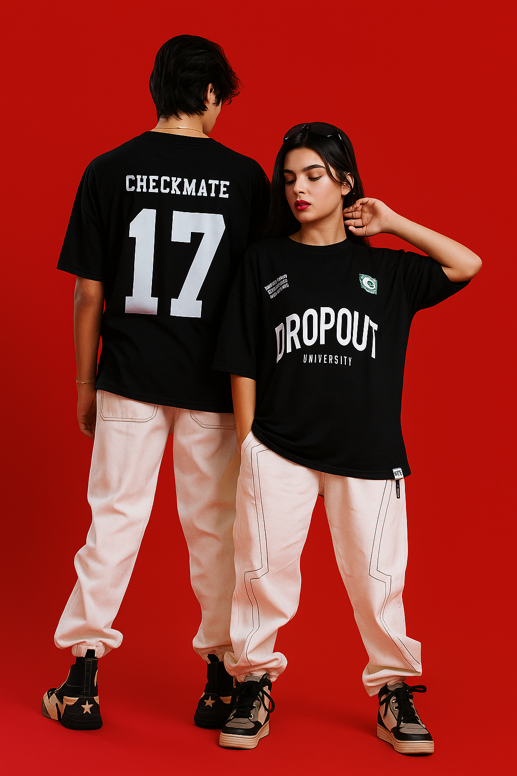 oversized black unisex Premium Cotton t-shirt with bold streetwear aesthetics