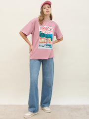 Venice Lialy On Pink Premium Cotton T-shirt
