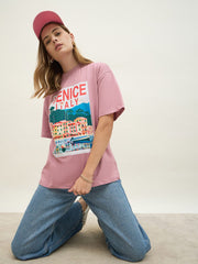 Venice Lialy On Pink Premium Cotton T-shirt