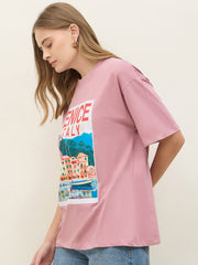 Venice Lialy On Pink Premium Cotton T-shirt