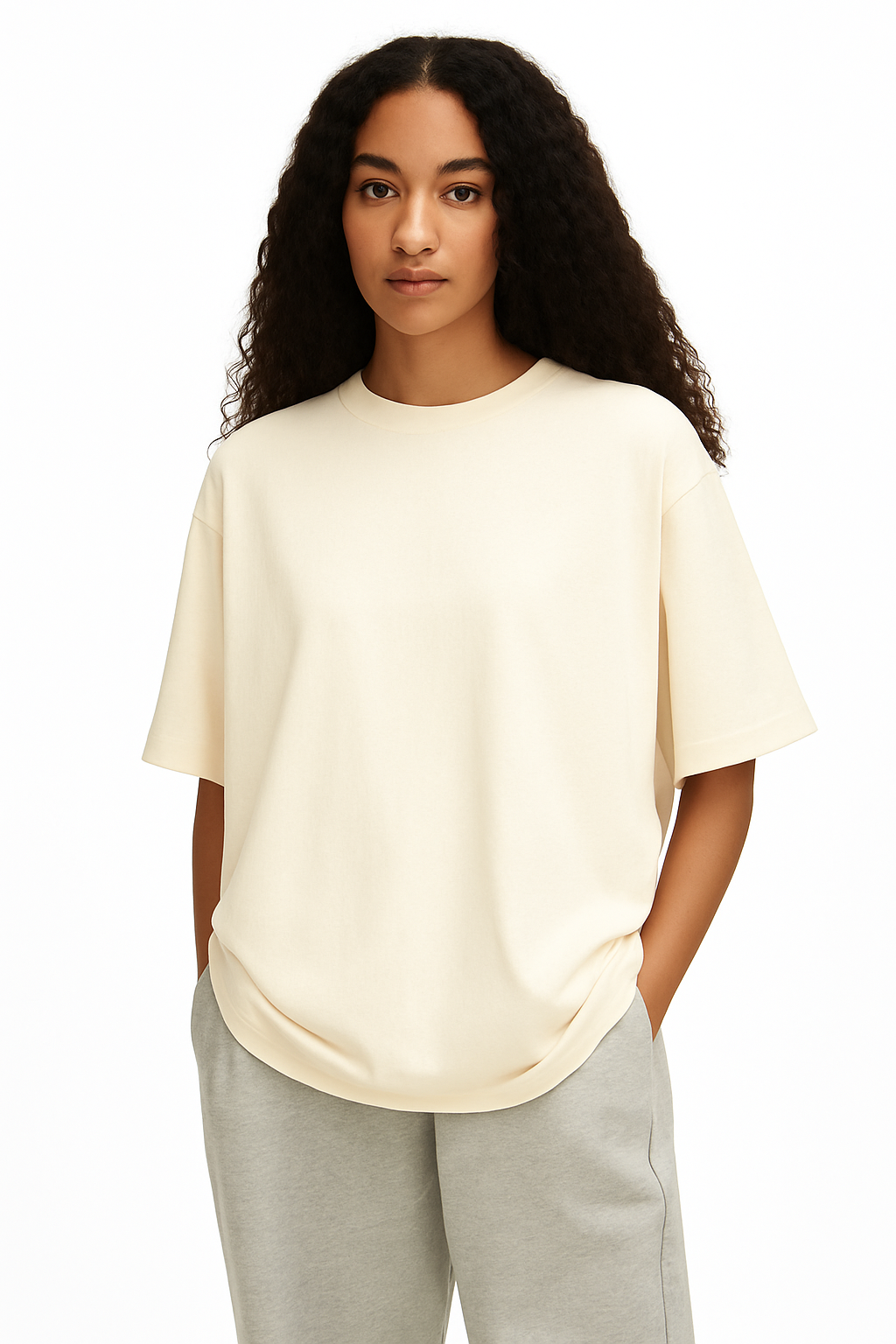 Cream Female Premium Cotton T-shirt