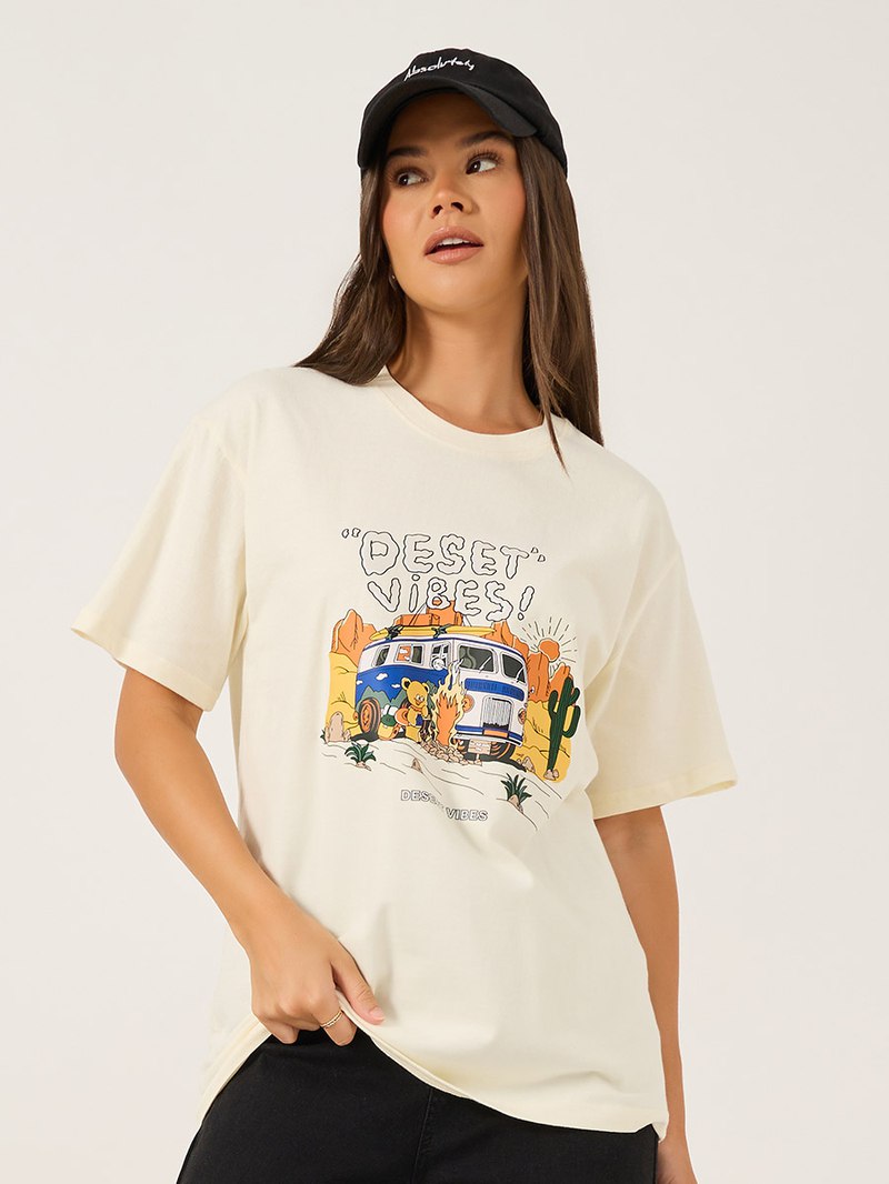 Deset Vibes On off white Premium Cotton T-shirt
