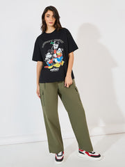 Mickey Crew On Black Premium Cotton T-shirt