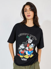 Mickey Crew On Black Premium Cotton T-shirt