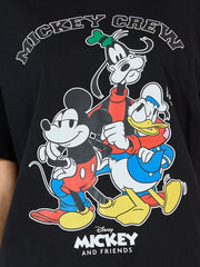 Mickey Crew On Black Premium Cotton T-shirt