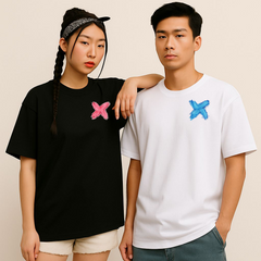 Couple Black and White Premium Cotton T-shirt X Design