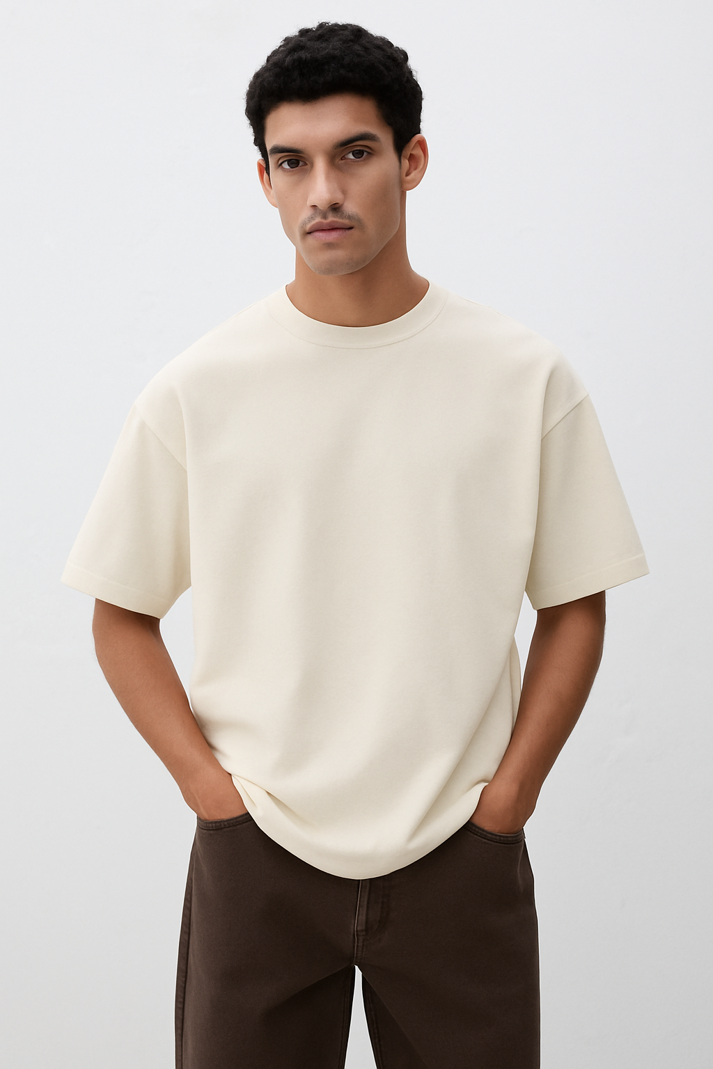 Cream Male Premium Cotton T-shirt