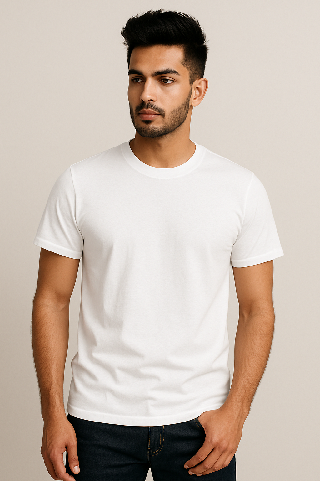Man's Regular 100% Premium Cotton White T-shirt
